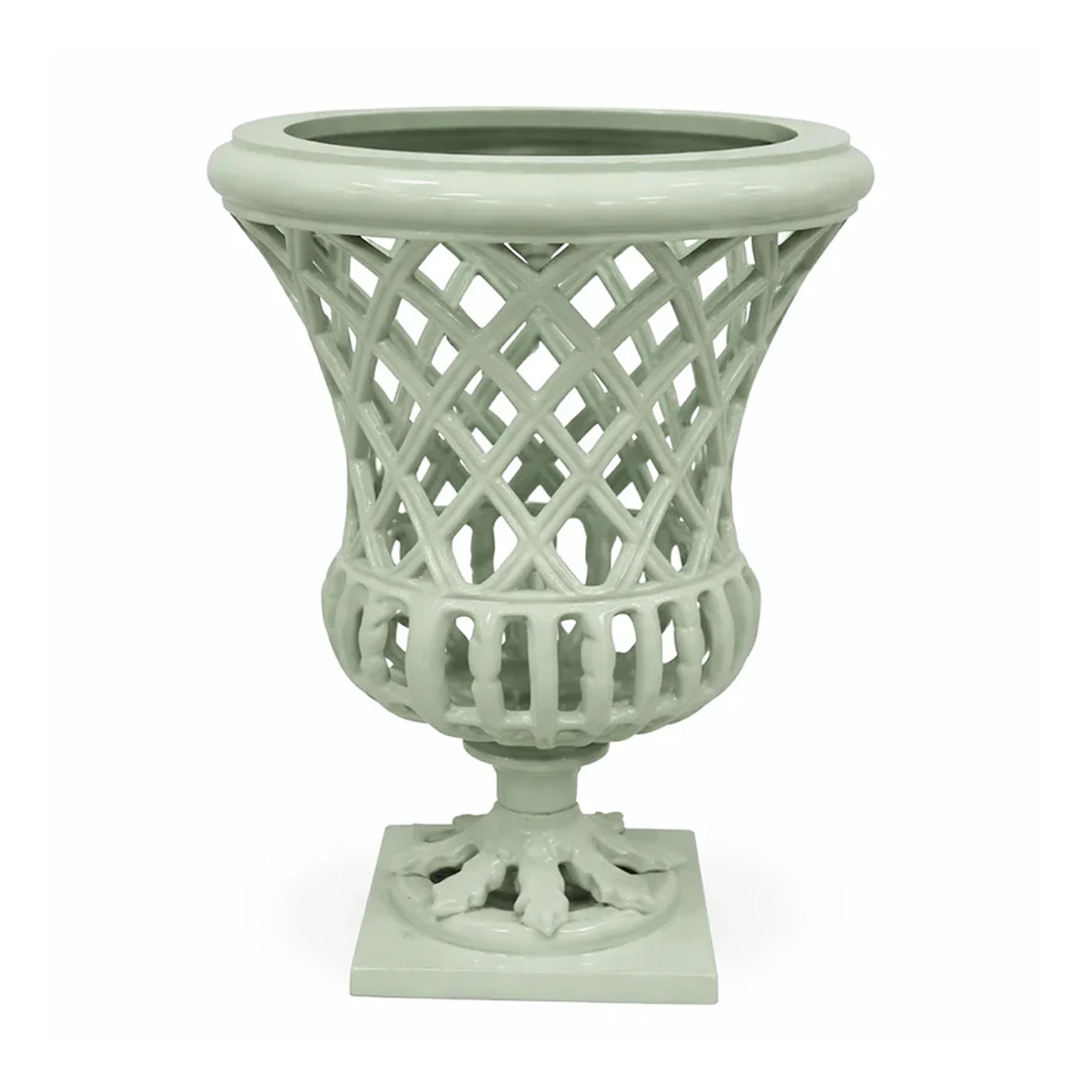 16" Soft Green Lattice Urn