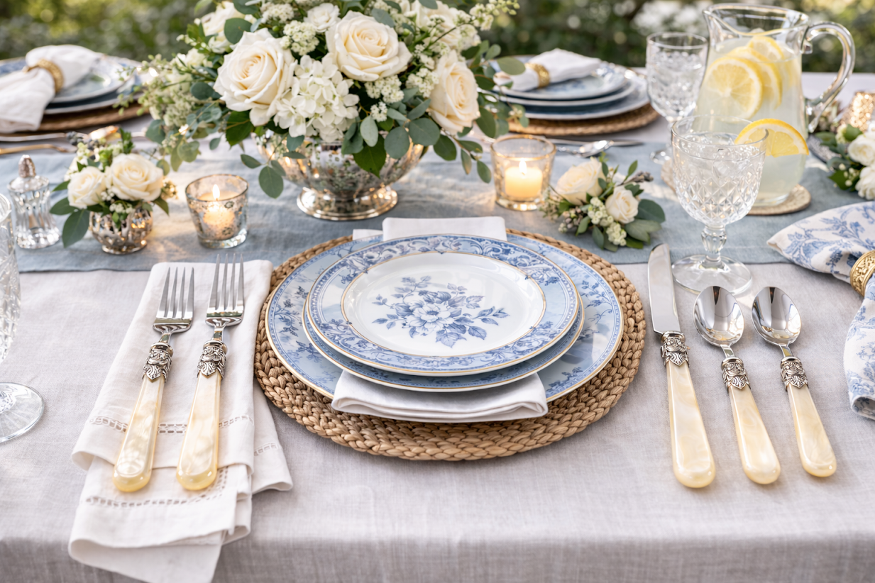 White Pearlized Five Piece Flatware Set