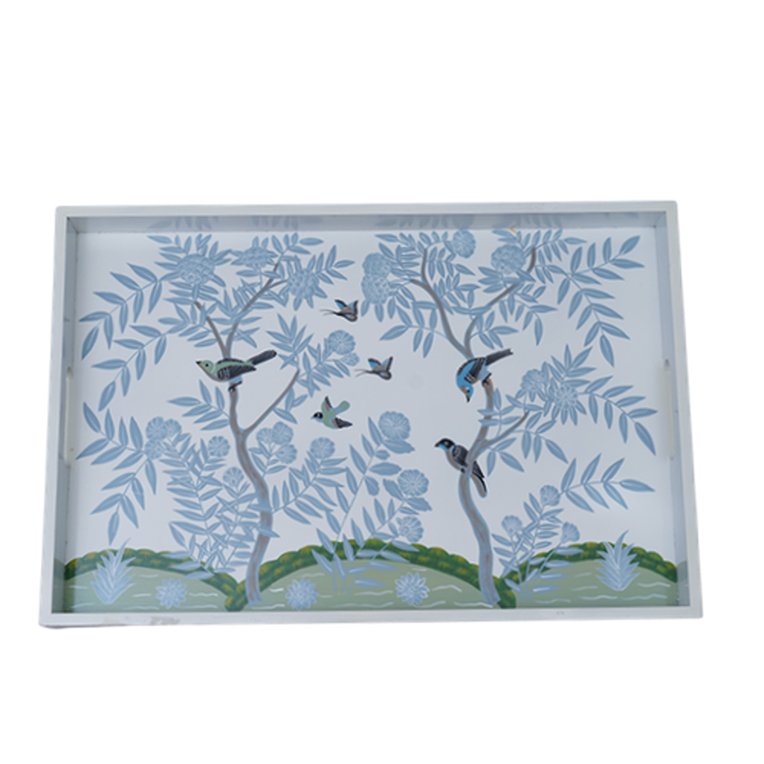 Ivory Chinoiserie Wood Breakfast Tray