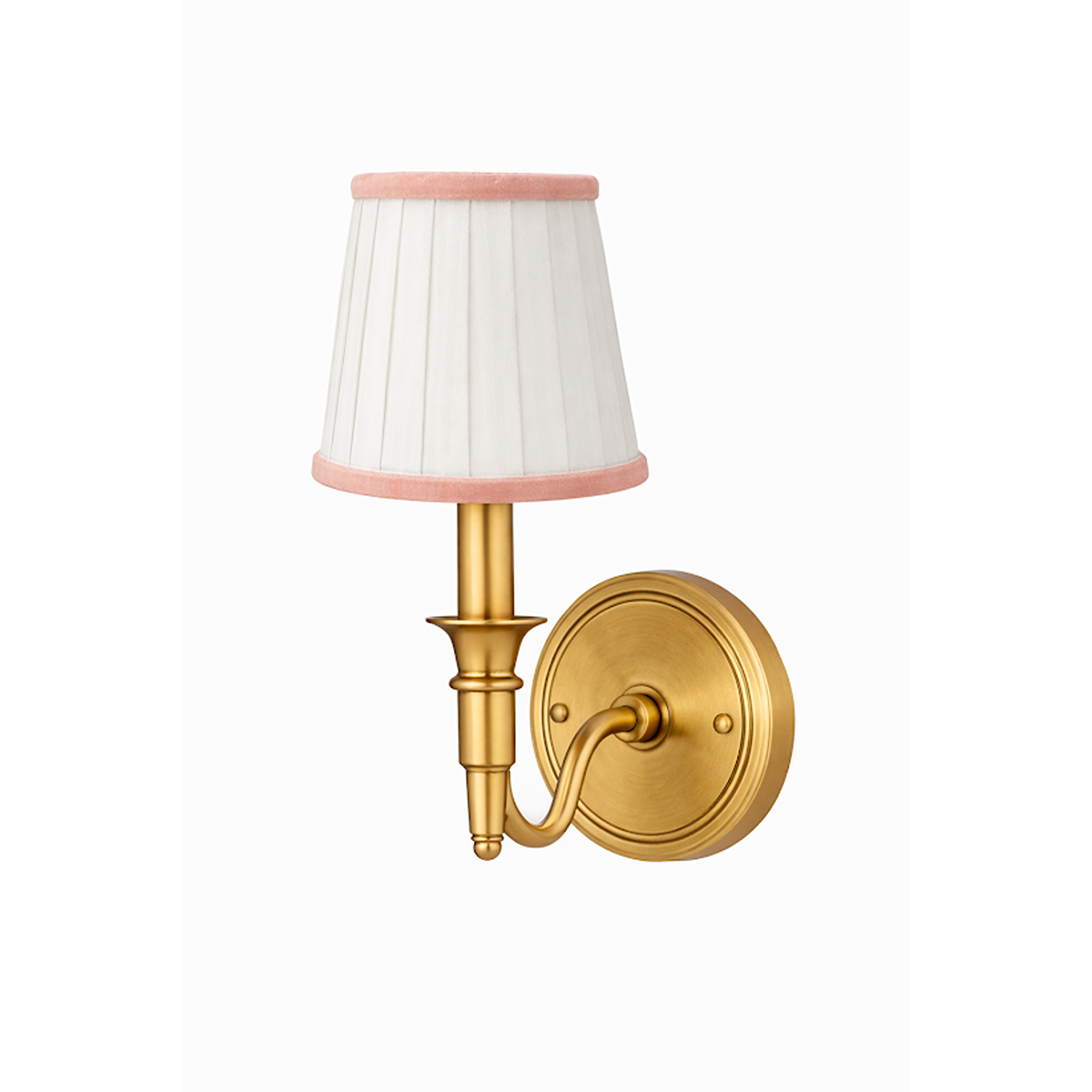 White & Pink Velvet Trim Sconce Shade