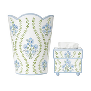 Blue Hampton Garden Round Wastepaper Basket & Tissue (3 Options)