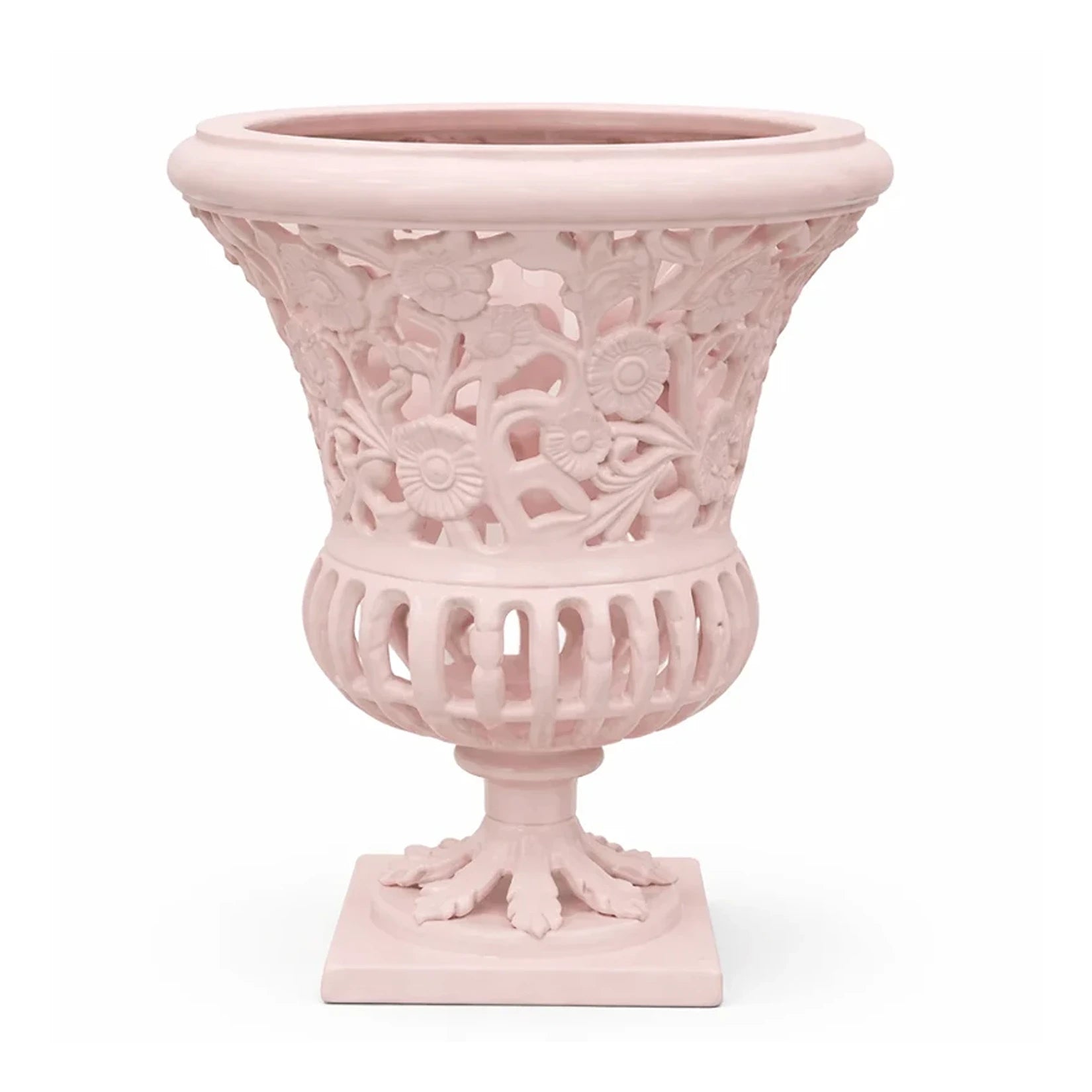 16" Pink Floral Urn