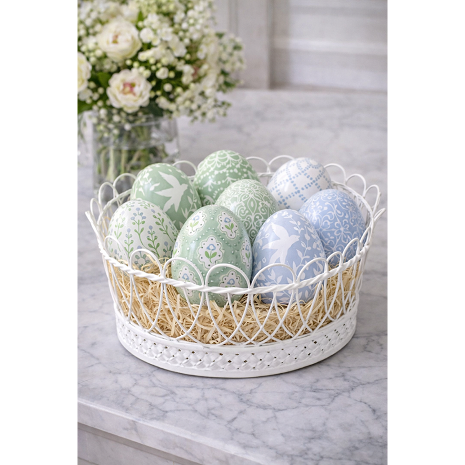Sage Green Polka Dot & Tulip Egg