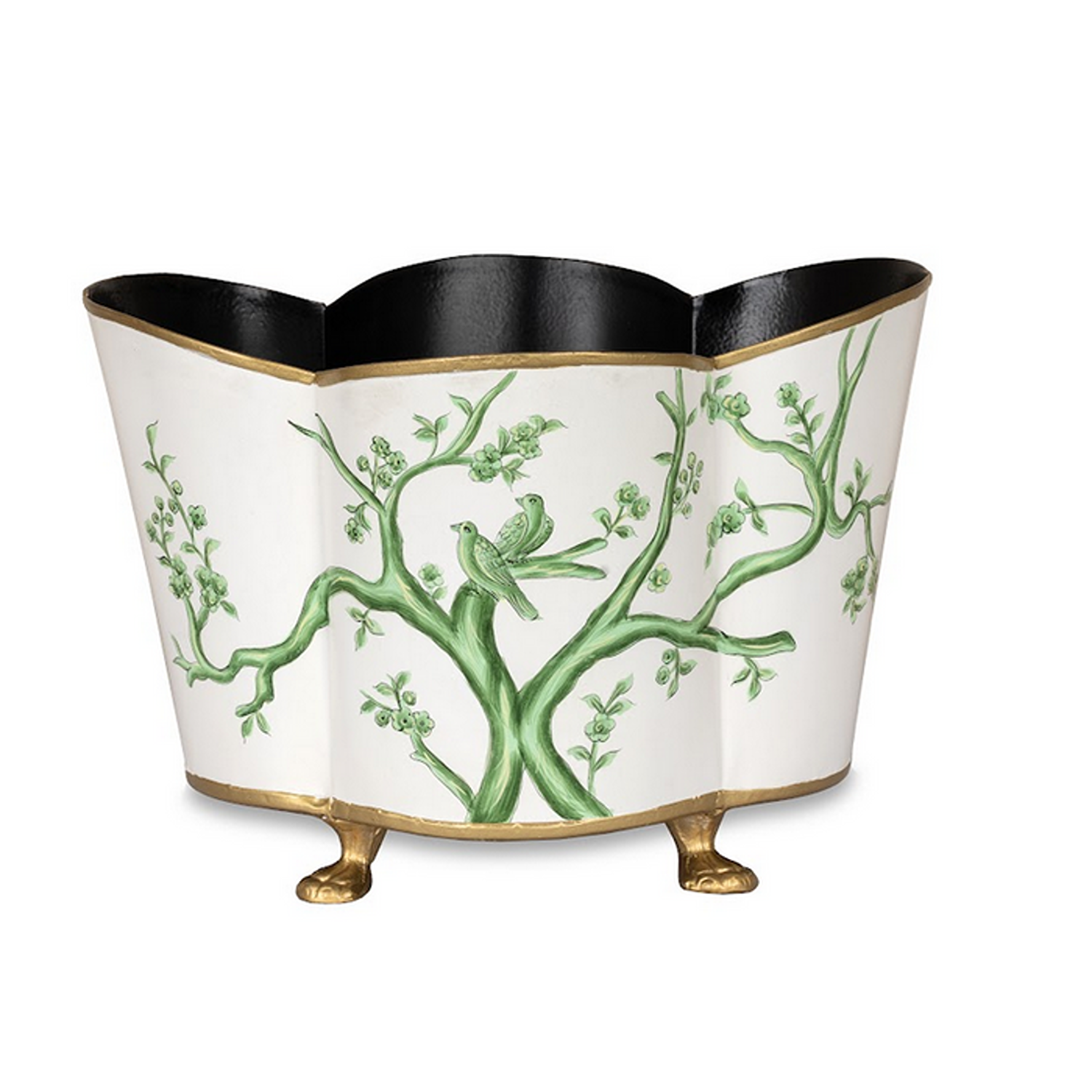 Ivory & Green Quatrefoil Planter