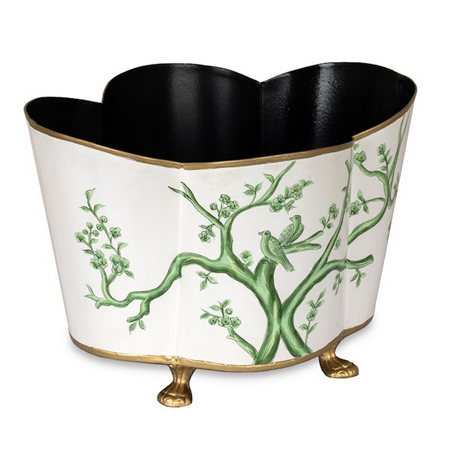 Ivory & Green Quatrefoil Planter