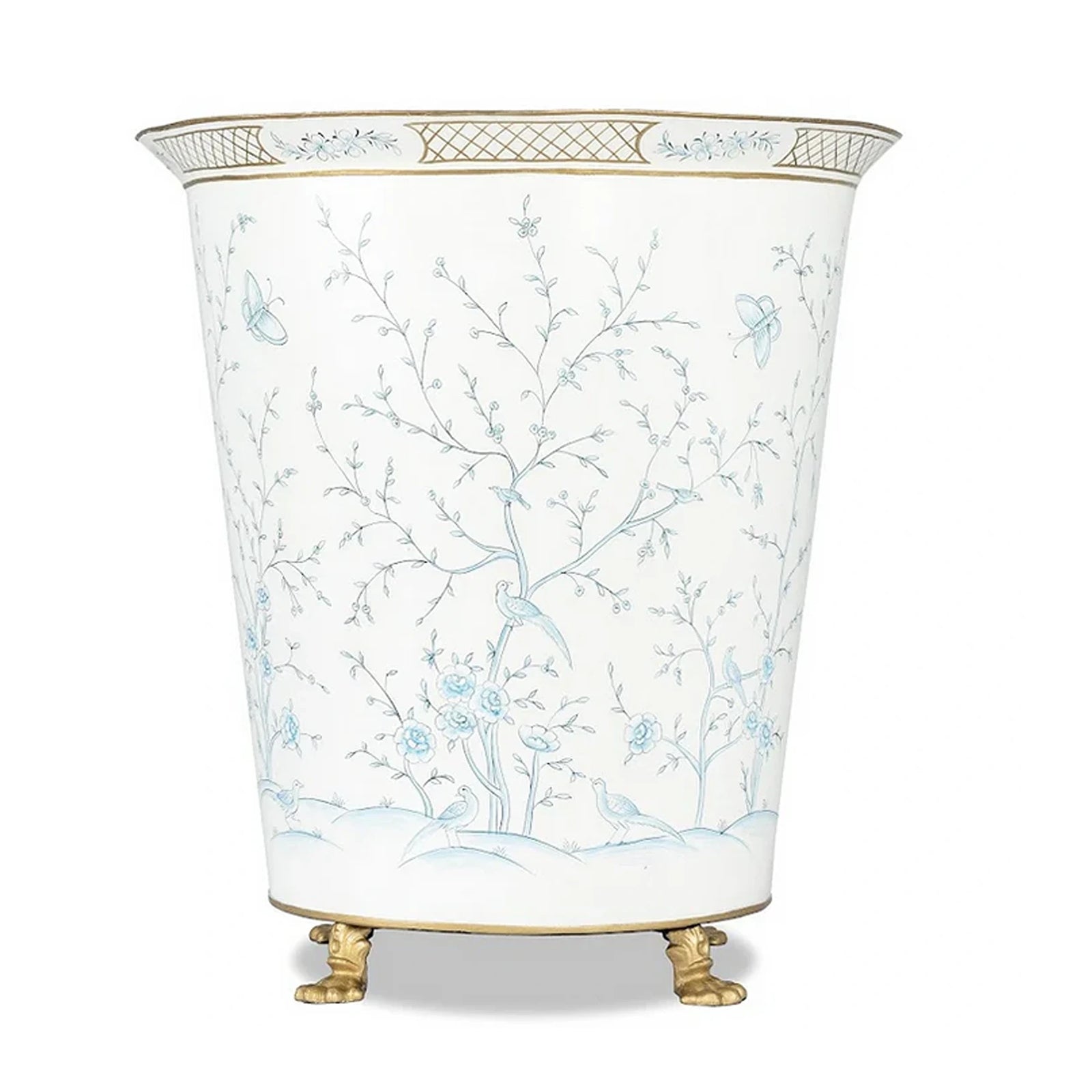Ivory & Blue Chinoiserie Footed Floor Planter