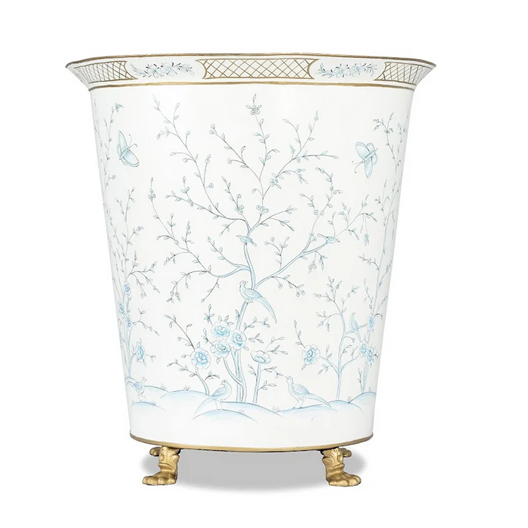 Ivory & Blue Chinoiserie Footed Floor Planter