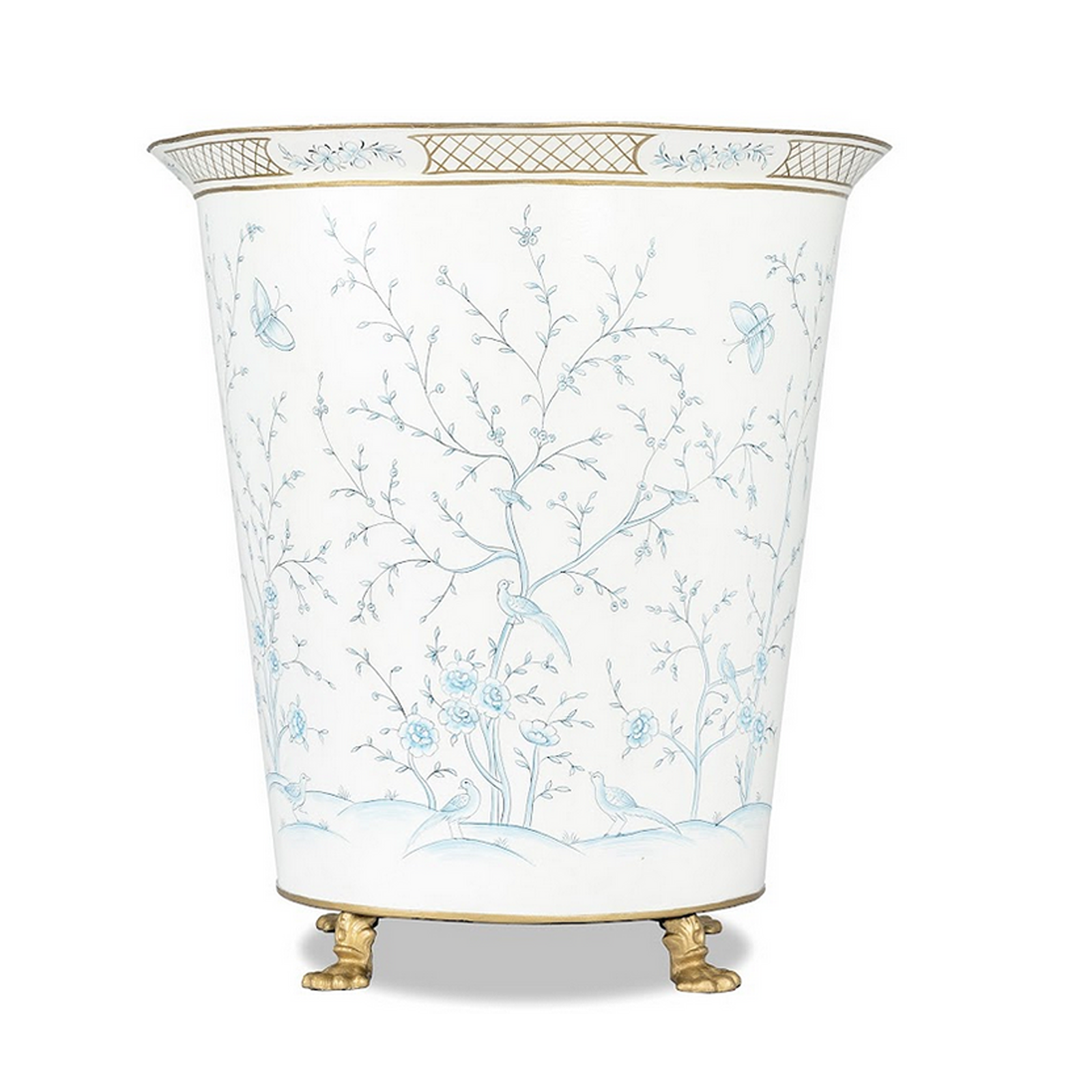 Ivory & Blue Chinoiserie Footed Floor Planter