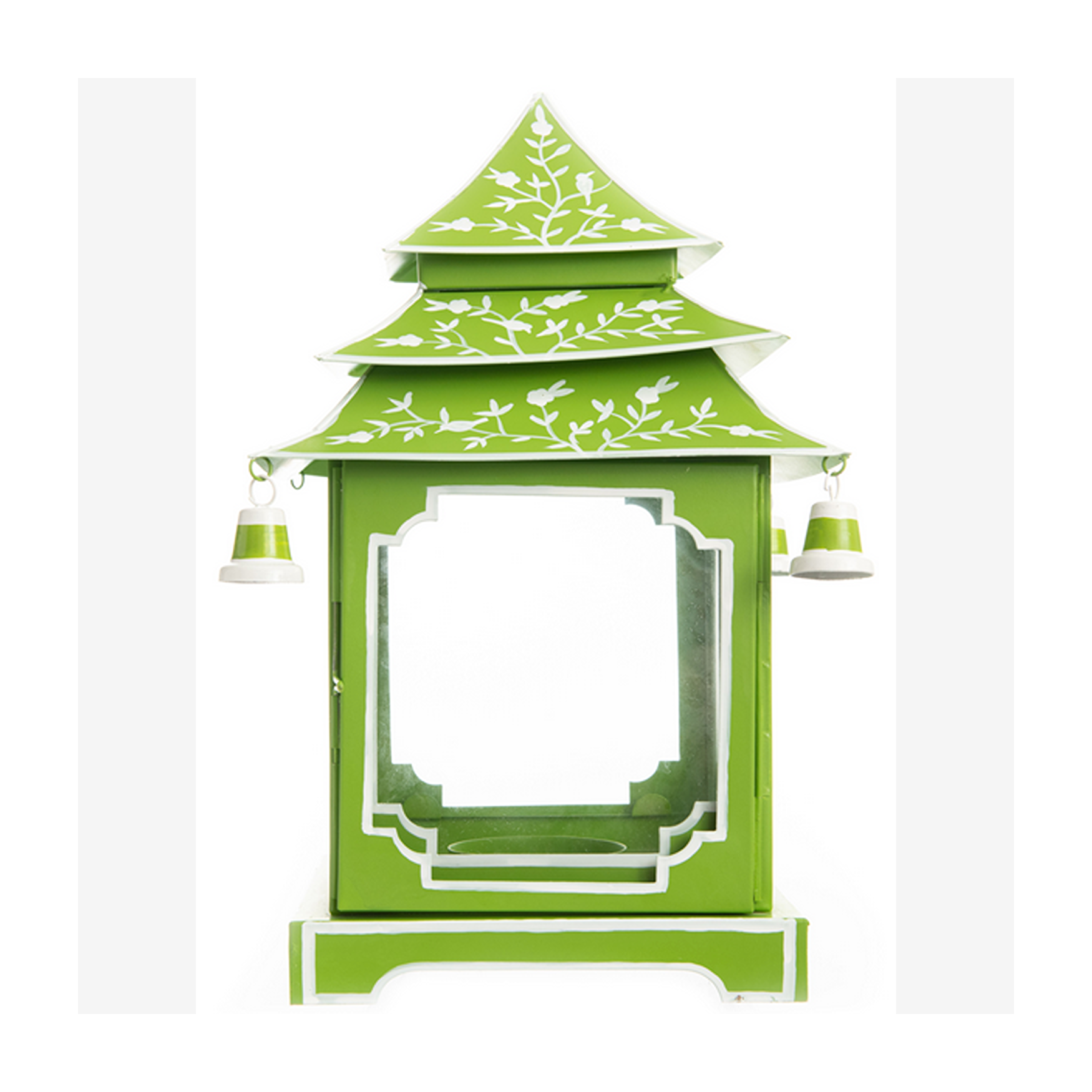 Crisp Green & White Leaf Pagoda Lantern (4 Sizes)