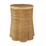 Round Lid With Scalloped Base Wicker Storage Pedestal