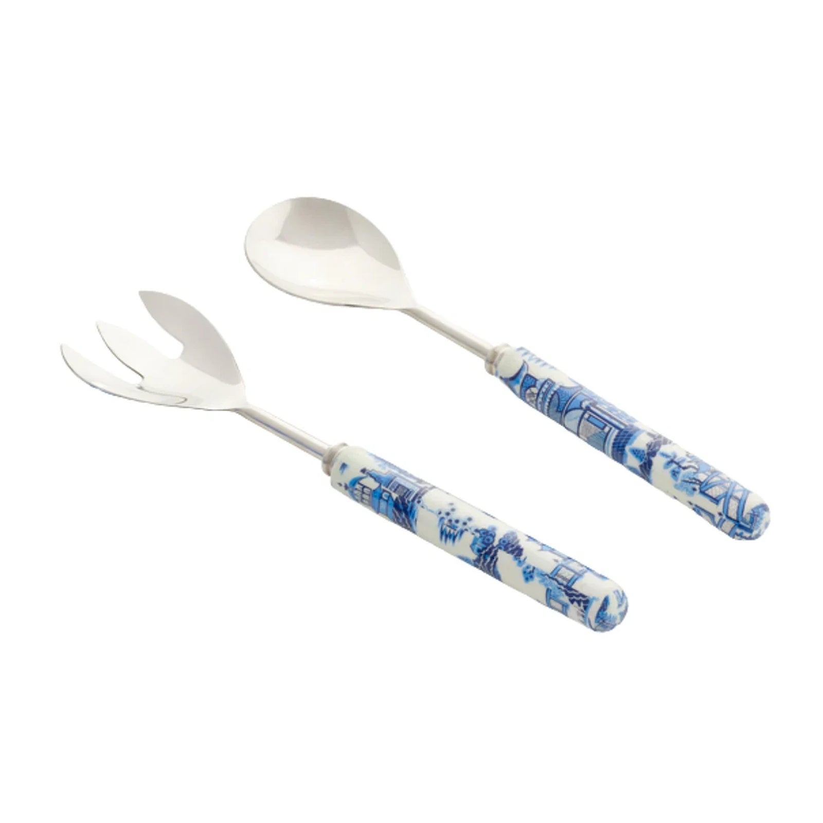 Blue Pagoda Enameled Salad Servers