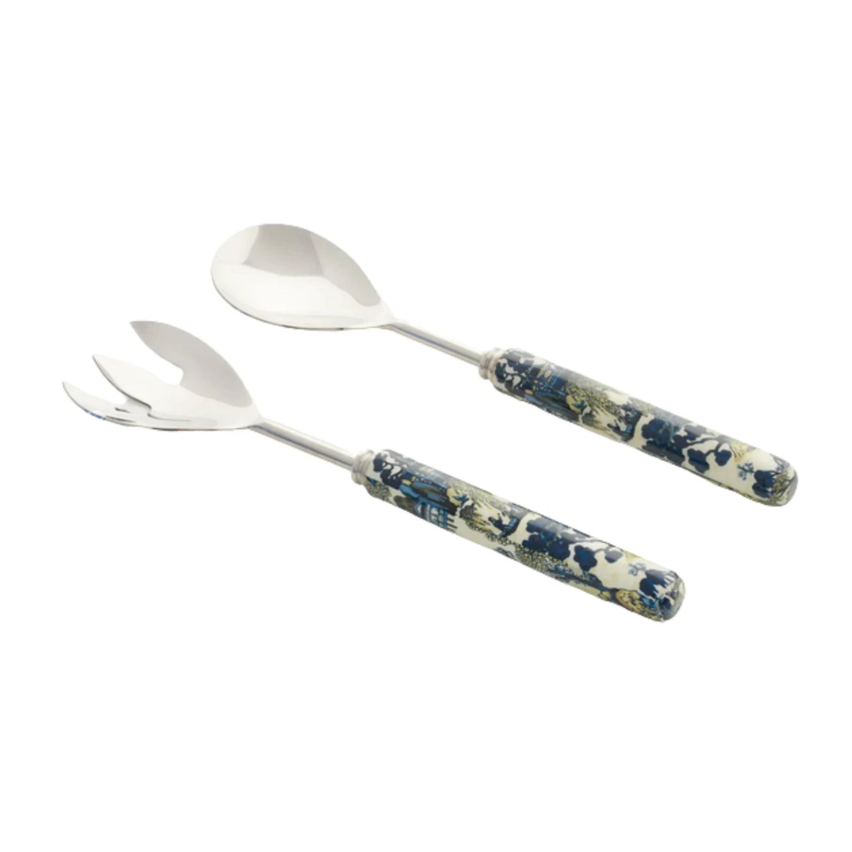 Blue & Green Enameled Salad Servers