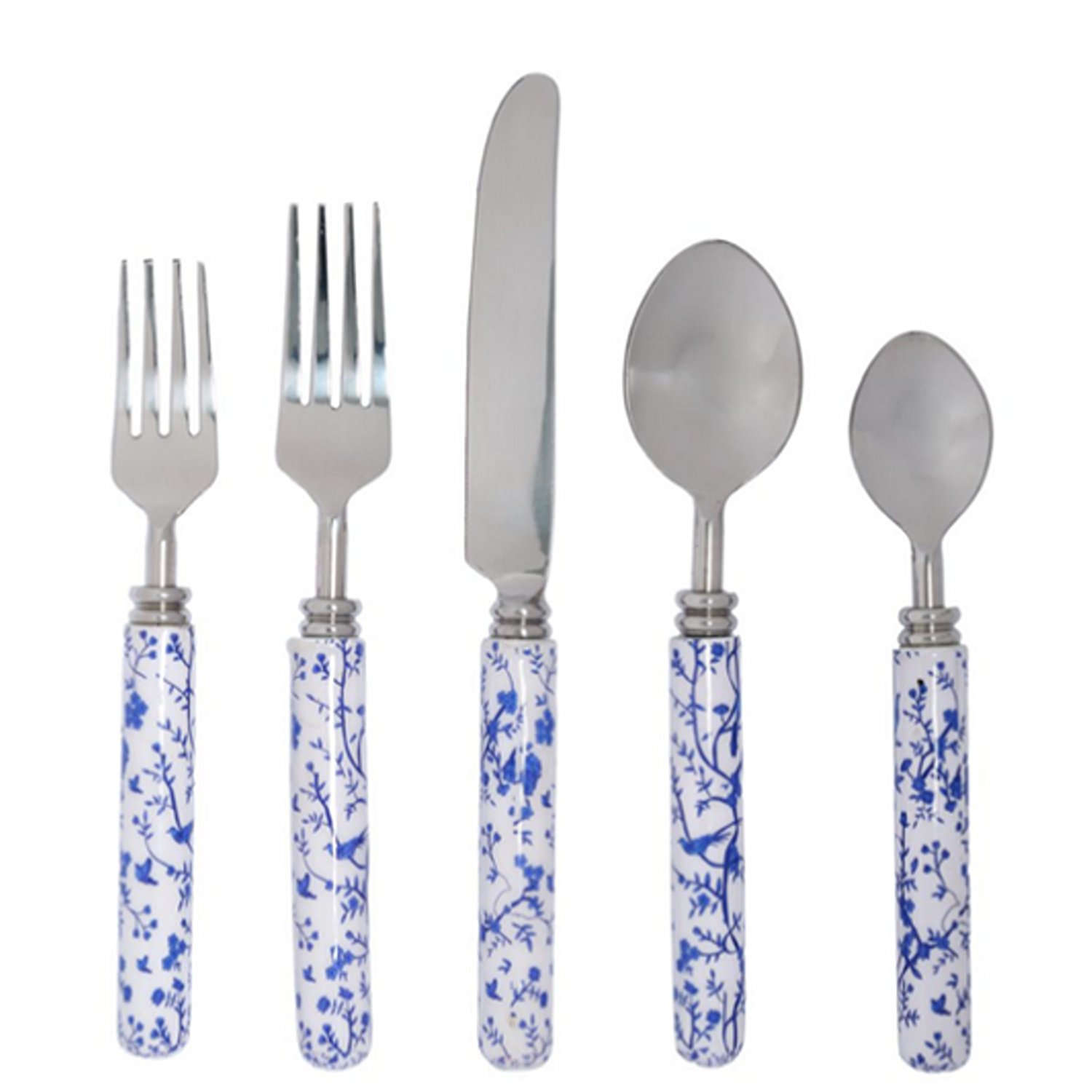Blue Chinoiserie Five Piece Flatware Set