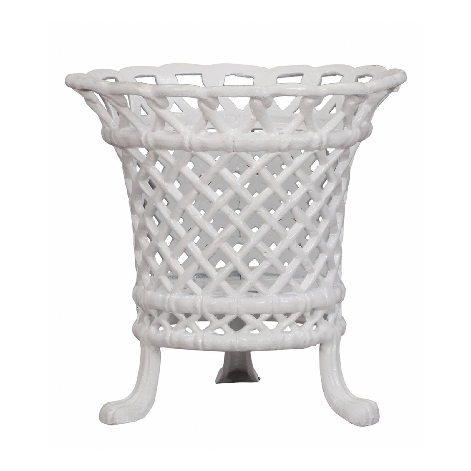 White Lattice Footed Floor Planter