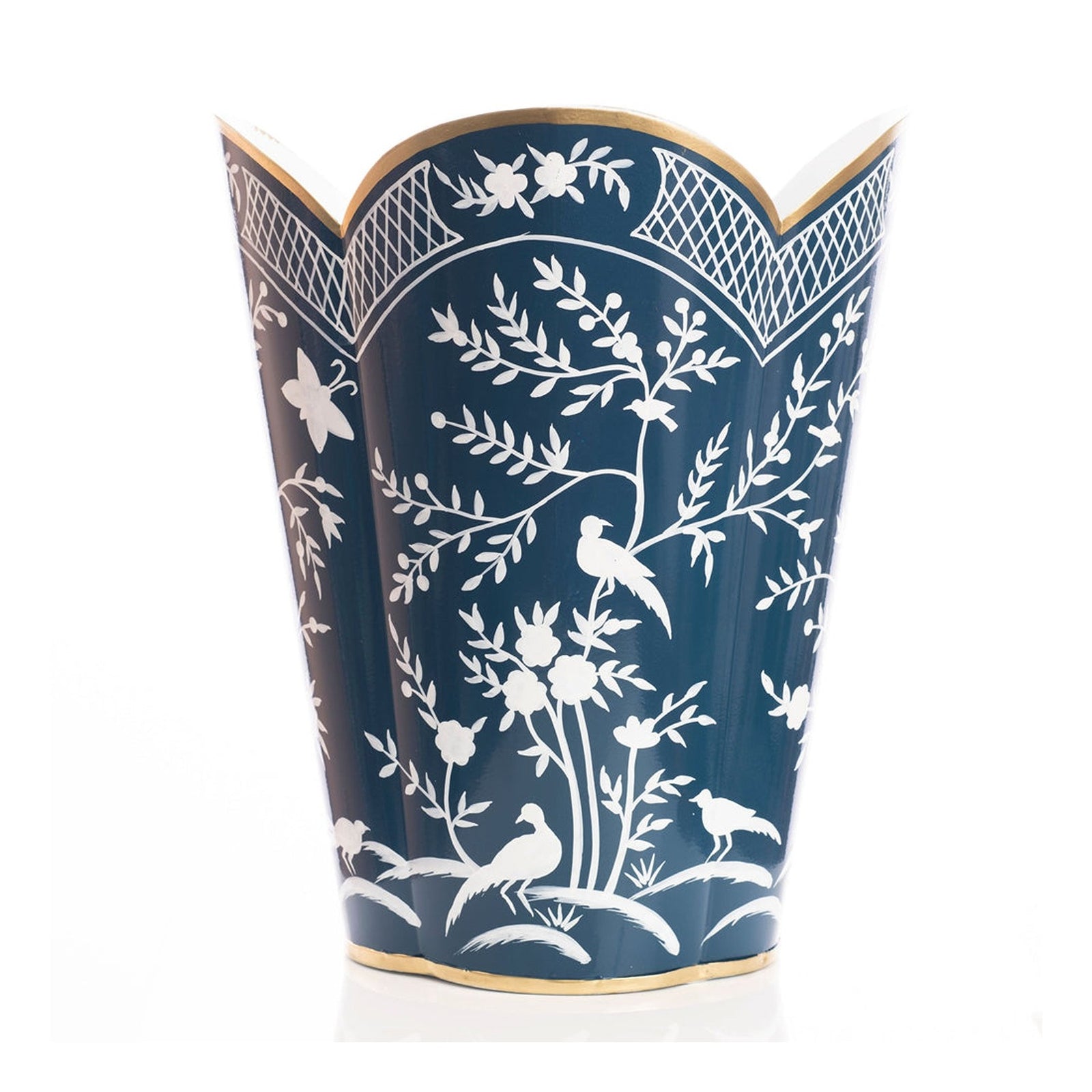 Navy & White Chinoiserie Wastepaper Basket & Tissue (3 Options)