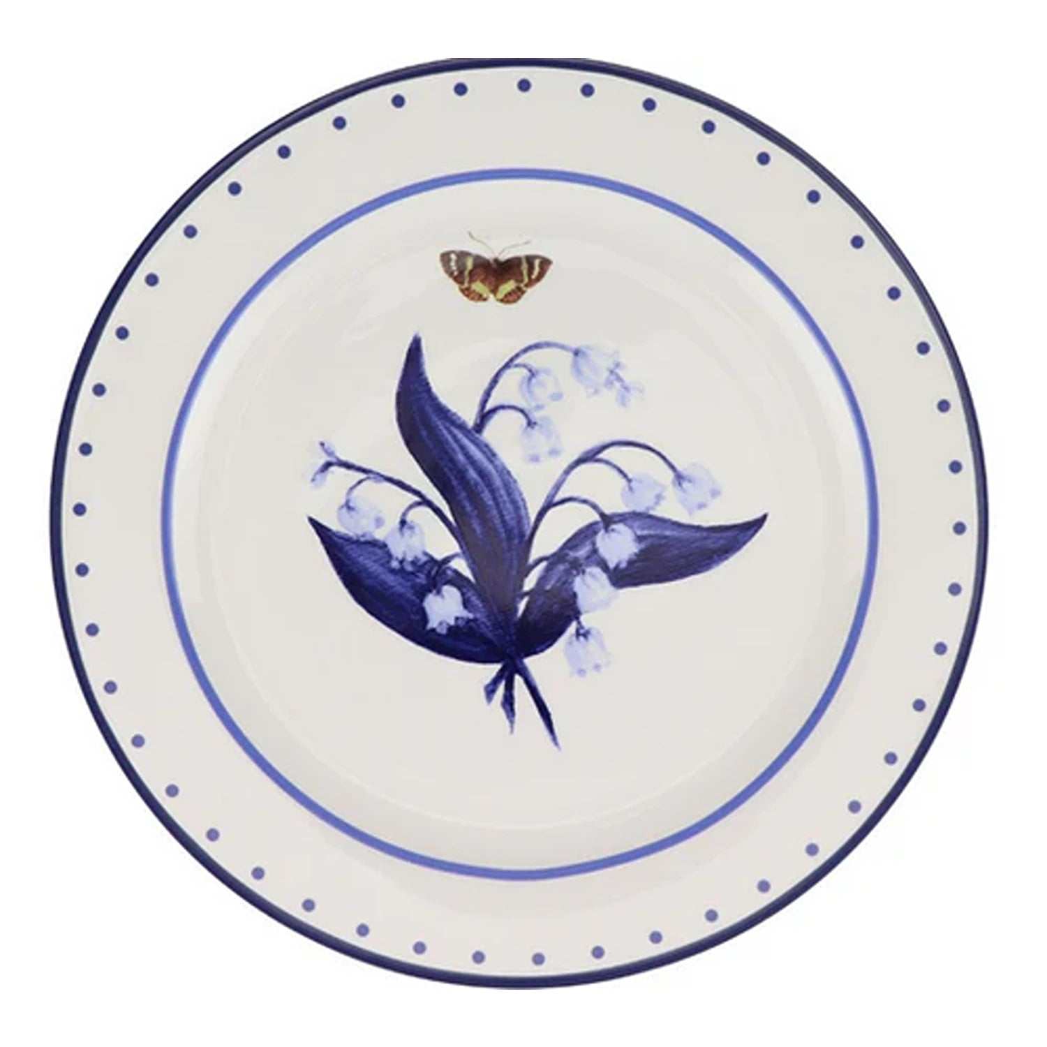 Lily of the Valley Blue and White Dinner Plate