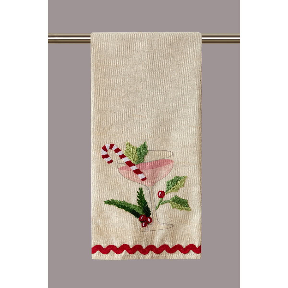Holiday Cocktail Kitchen Towels in Pink, Set of 4