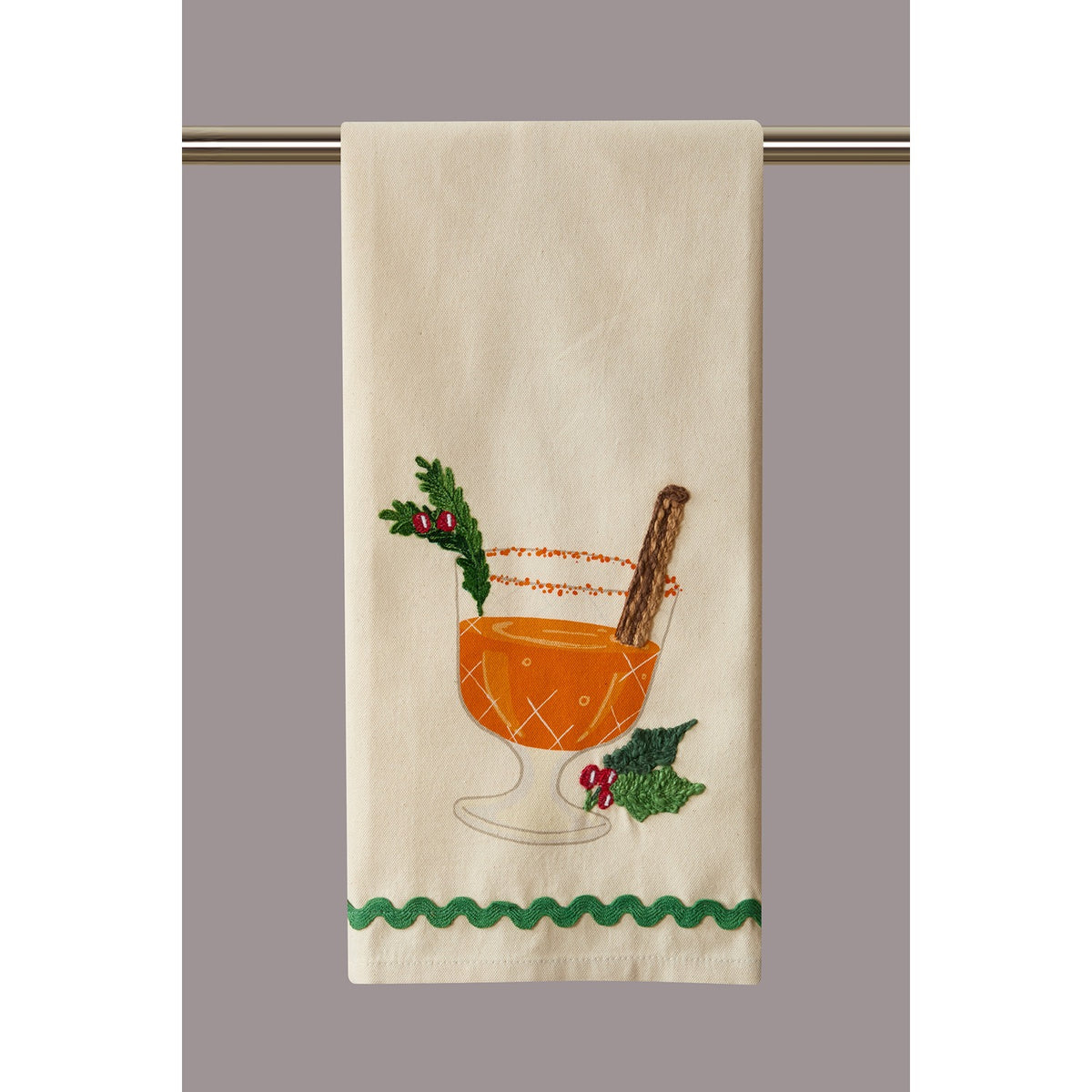 Holiday Cocktail Kitchen Towels in Orange, Set of 4