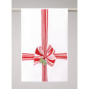 Red Stripe Bow Embroidered Kitchen Towels, Set of 4