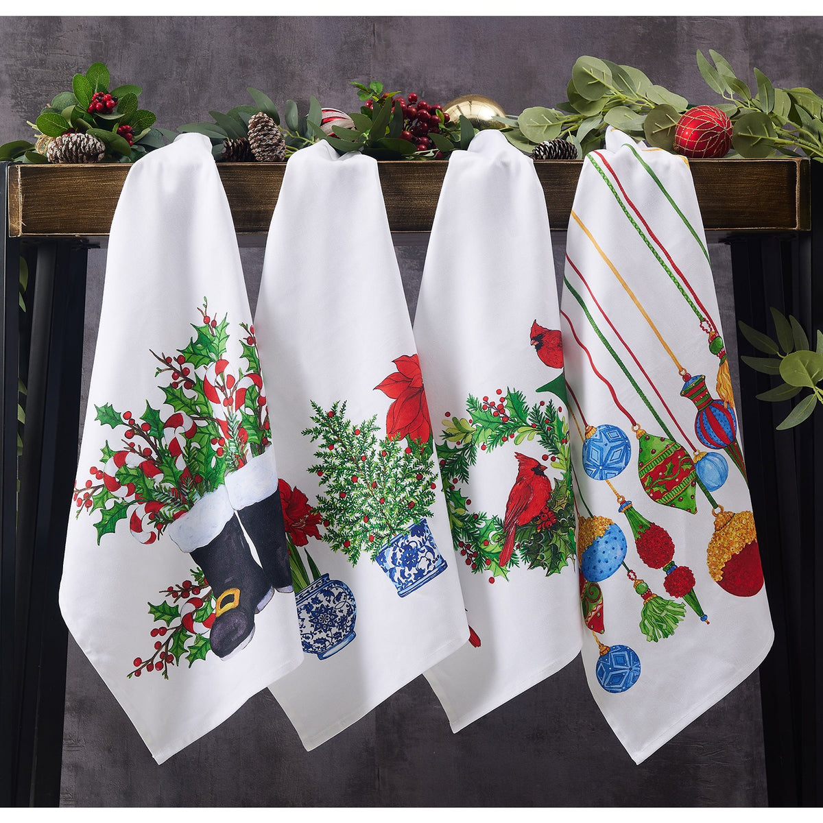 Chinoiserie Pots Kitchen Towels, Set of 4