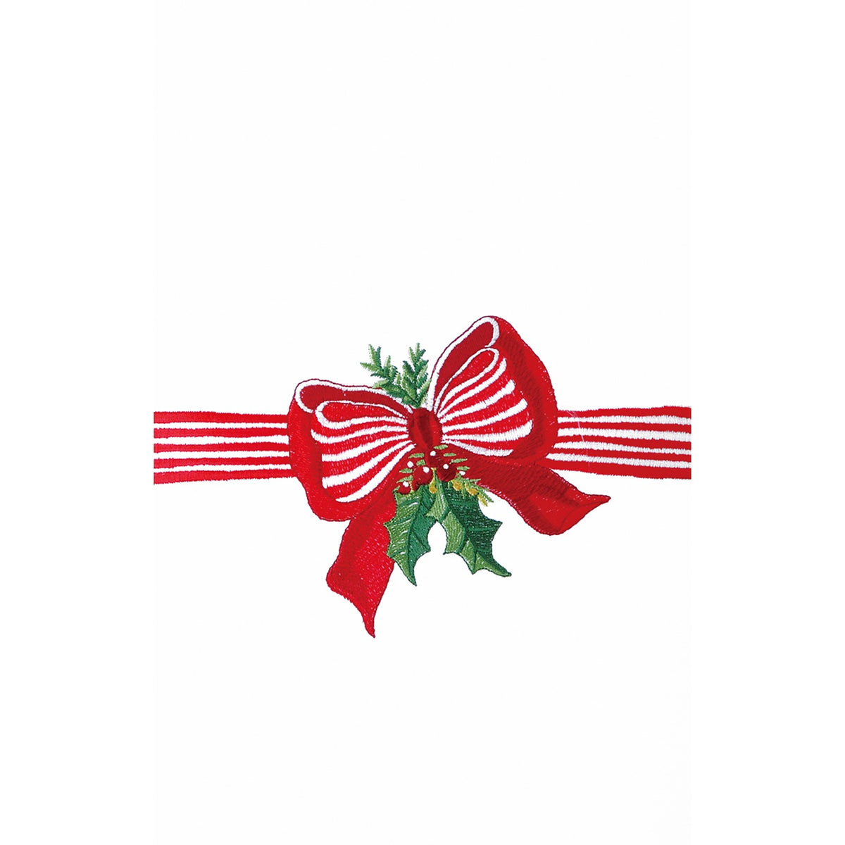 Red Bow and Holly Embroidered Kitchen Towels, Set of 4