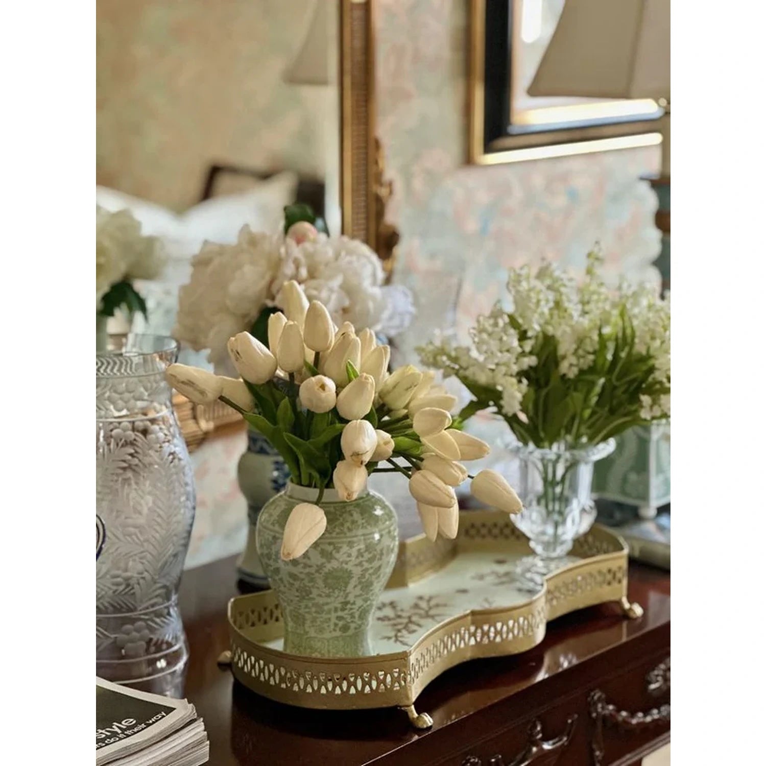 Soft Green Floral Jar (3 Sizes)