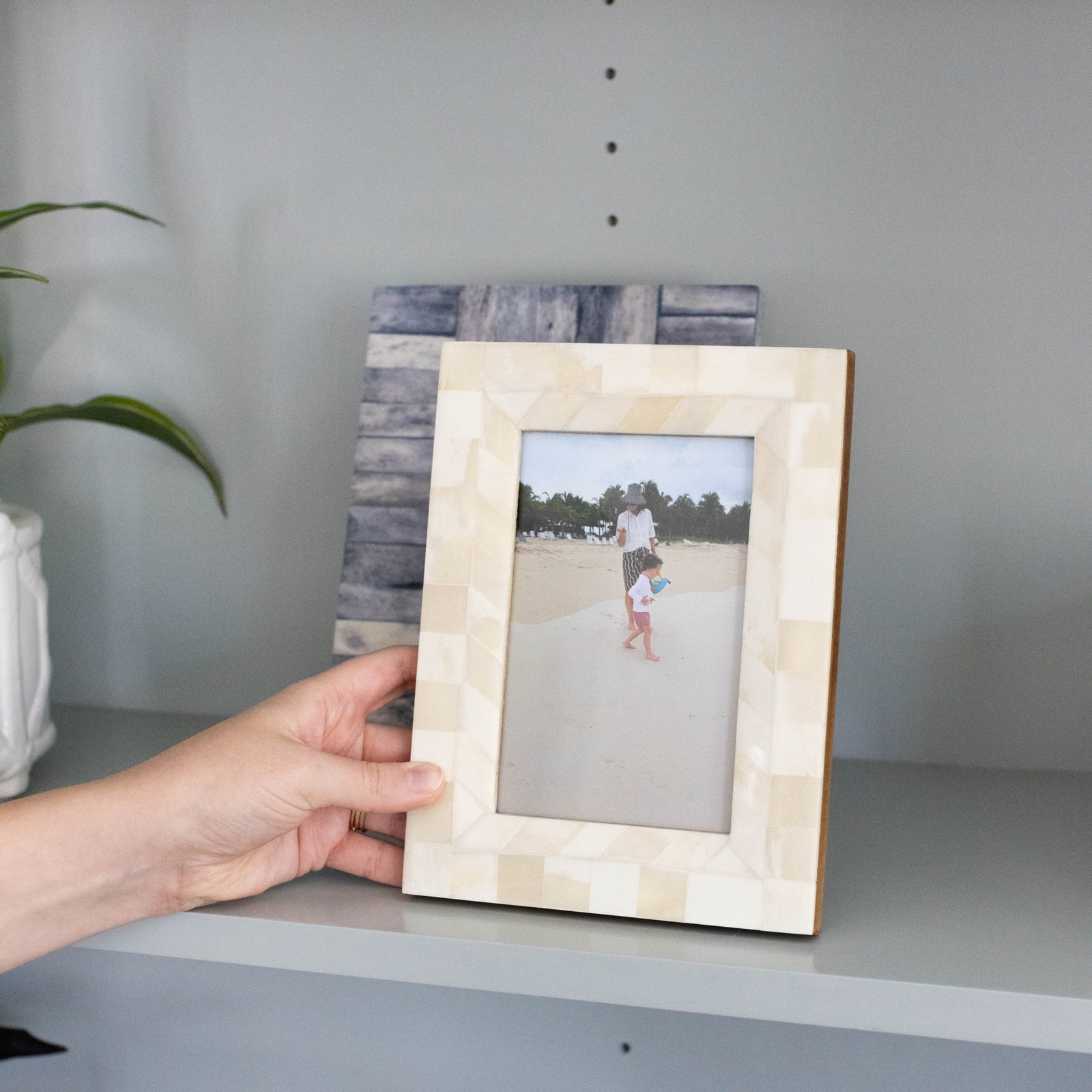 Inlaid Frame, Cream Bone, 4X6 Photo