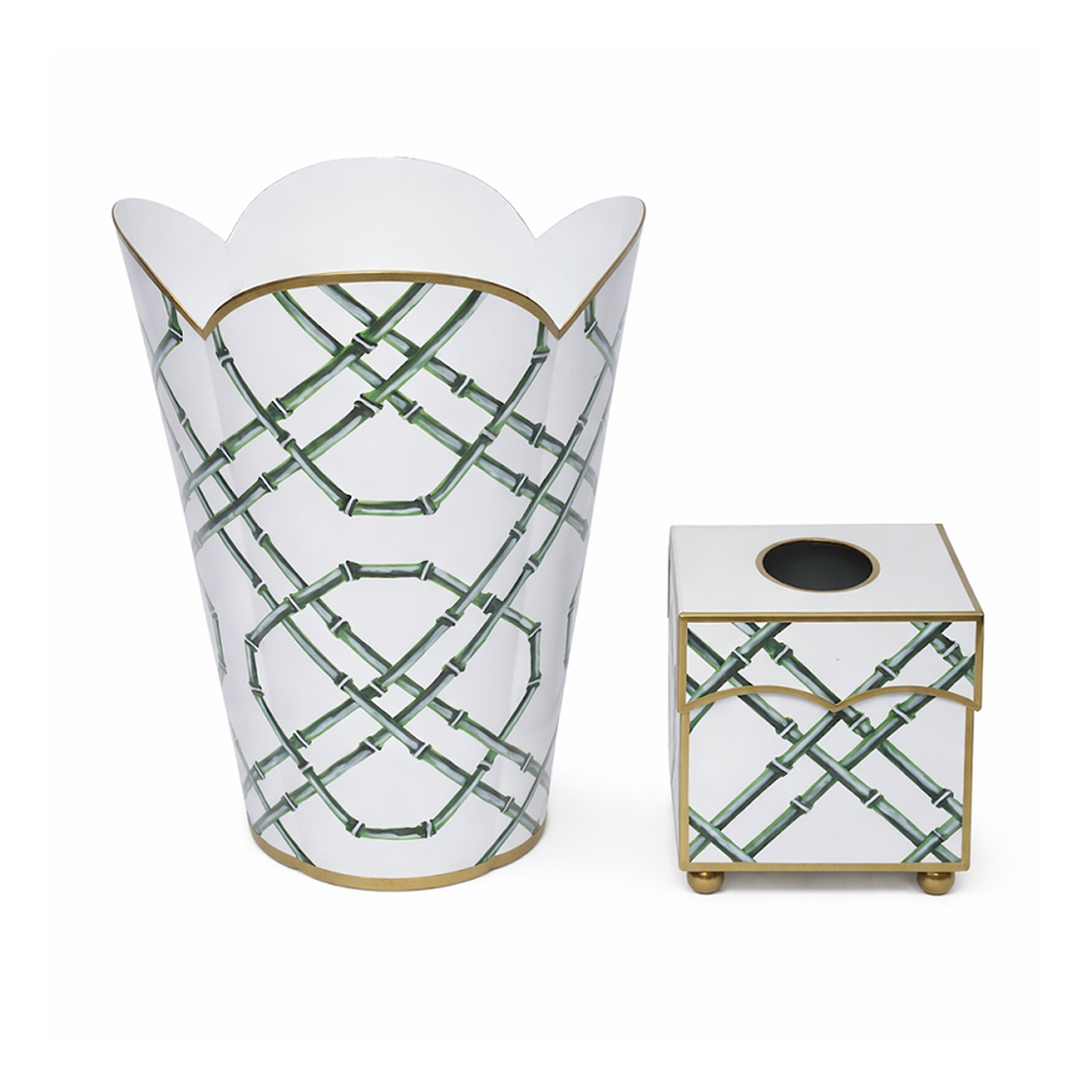 Green Bamboo Wastepaper Basket & Tissue Set