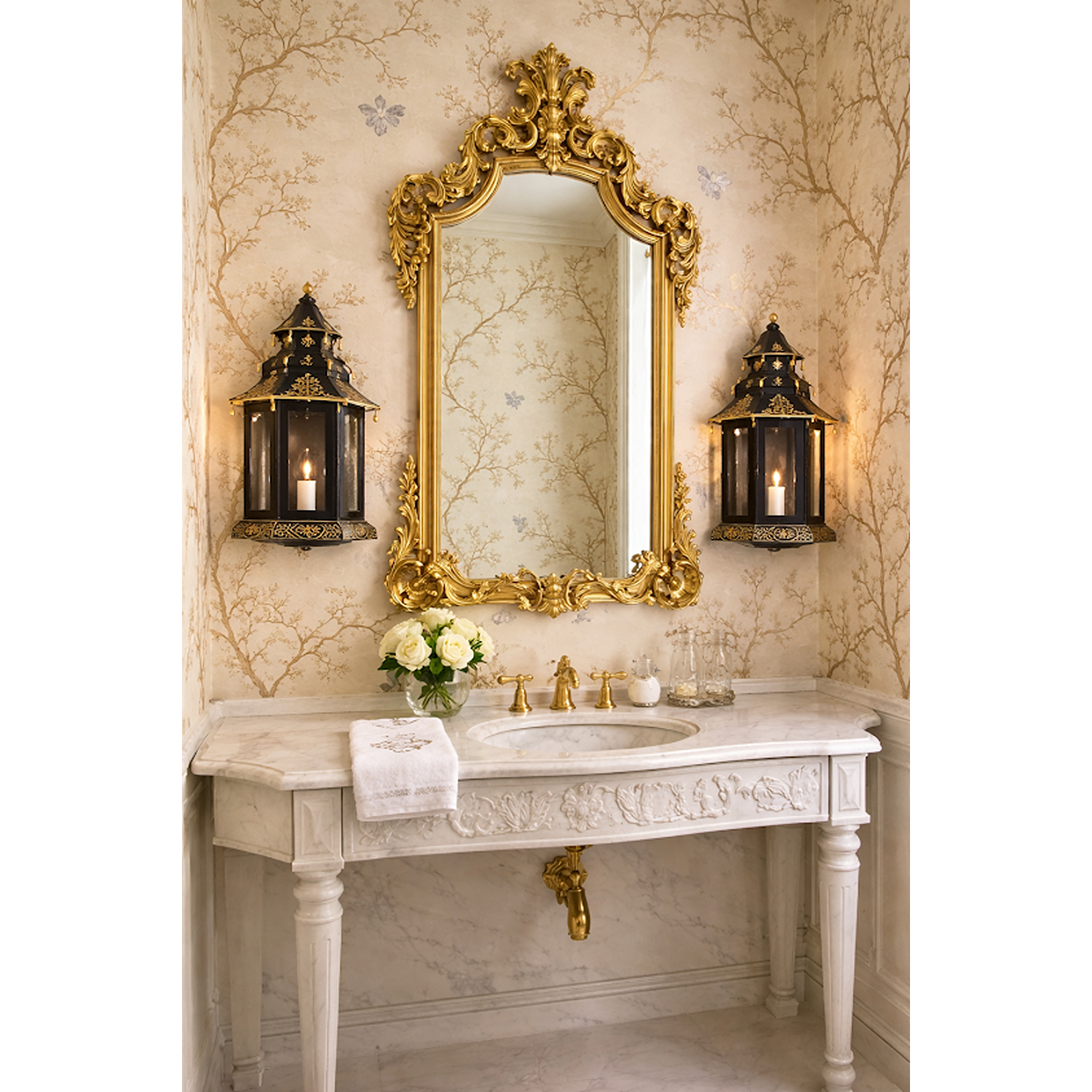 Black & Gold Pagoda Sconce