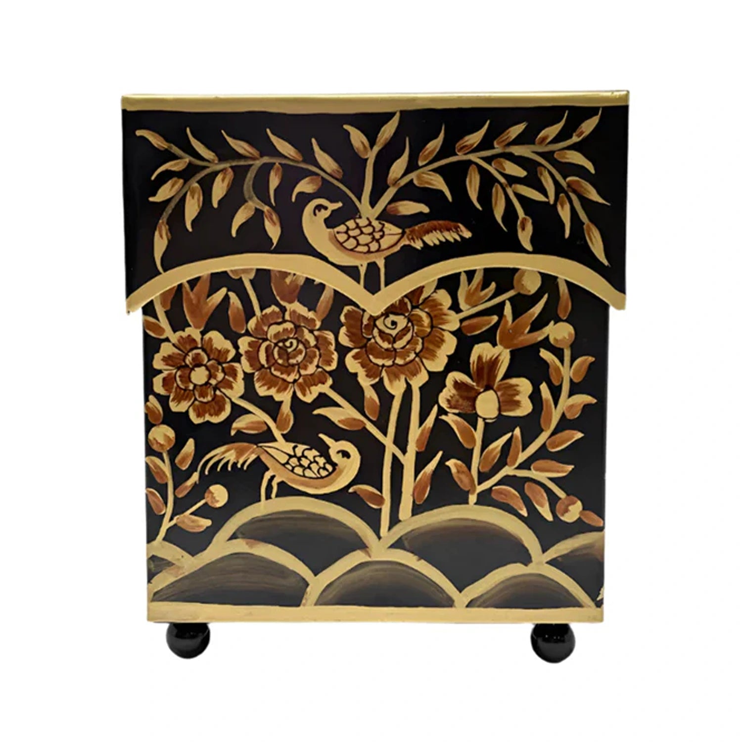 Black & Gold Pheasant Wastepaper Basket & Tissue (3 Options)