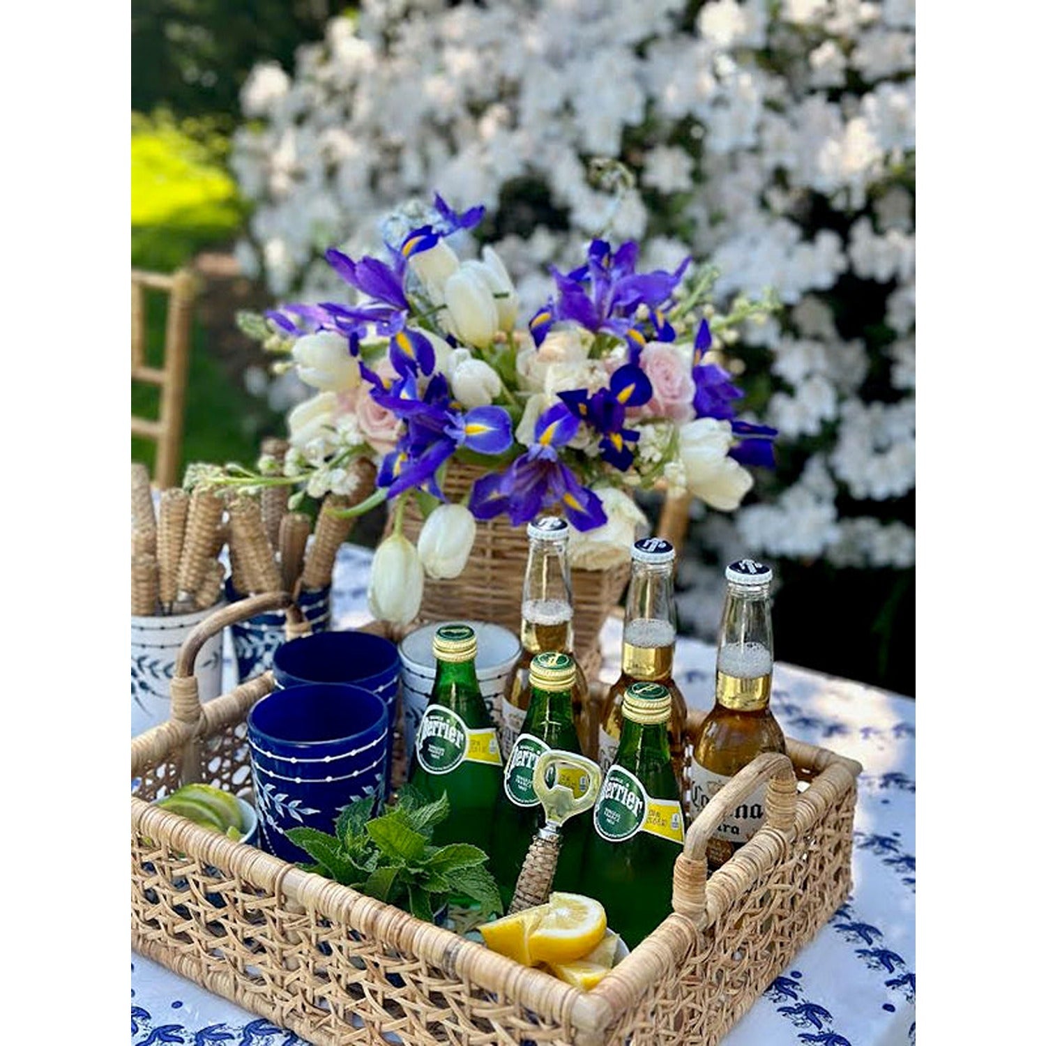 Rectangular Woven Cane Serving Tray