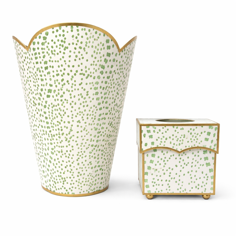 Green Polka Dot Tissue Holder & Wastepaper Basket