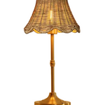 Antique Gold Rechargeable Lamp with Wicker Shade