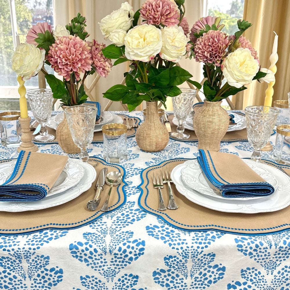 Charlotte Napkin - Wheat and Azure Blue (Set of 4)