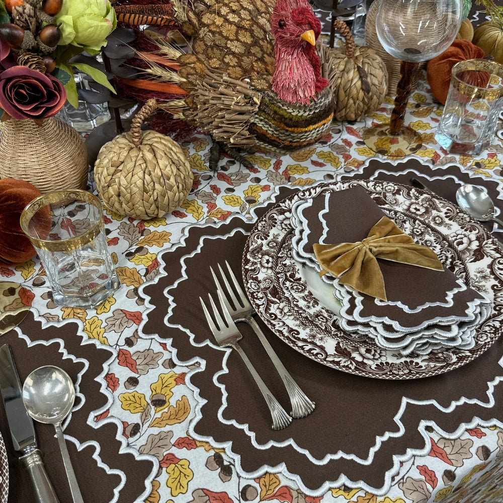 Whitley Napkin - Cocoa and White (Set of 4)