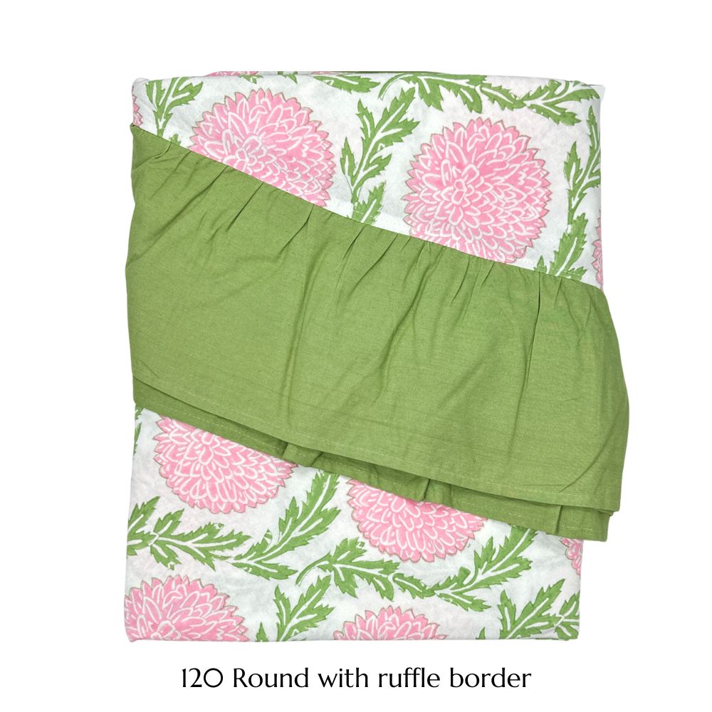 Pink and Green, Flowers & Vines - Tablecloth
