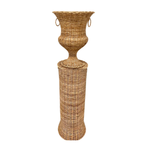 Round Wicker Urn and Pedestal