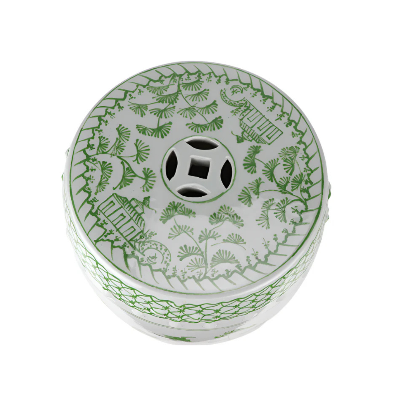 Soft Green Village Scene Garden Seat