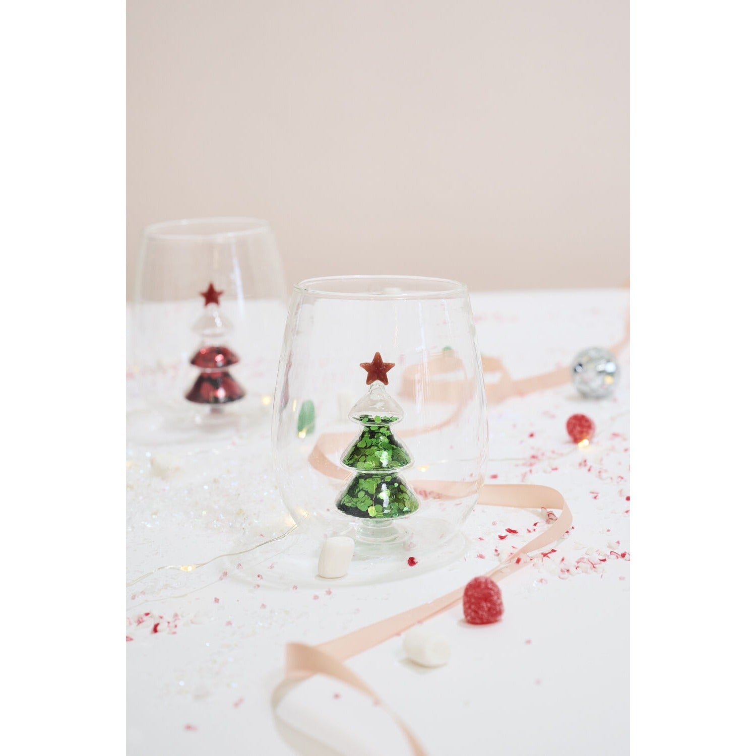 Glitter Tree Drinkware - Set of 4