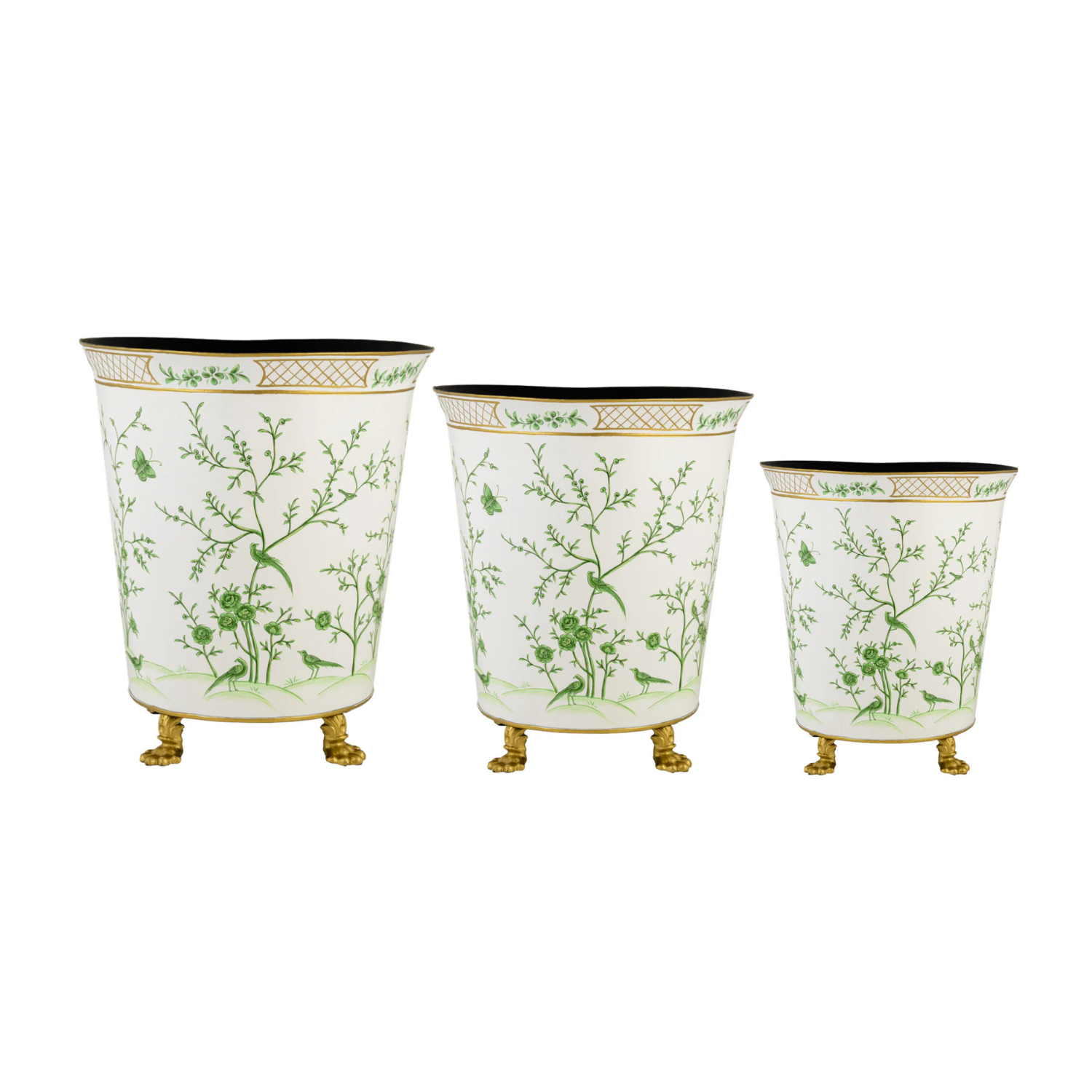 Ivory & Green Chinoiserie Footed Planter