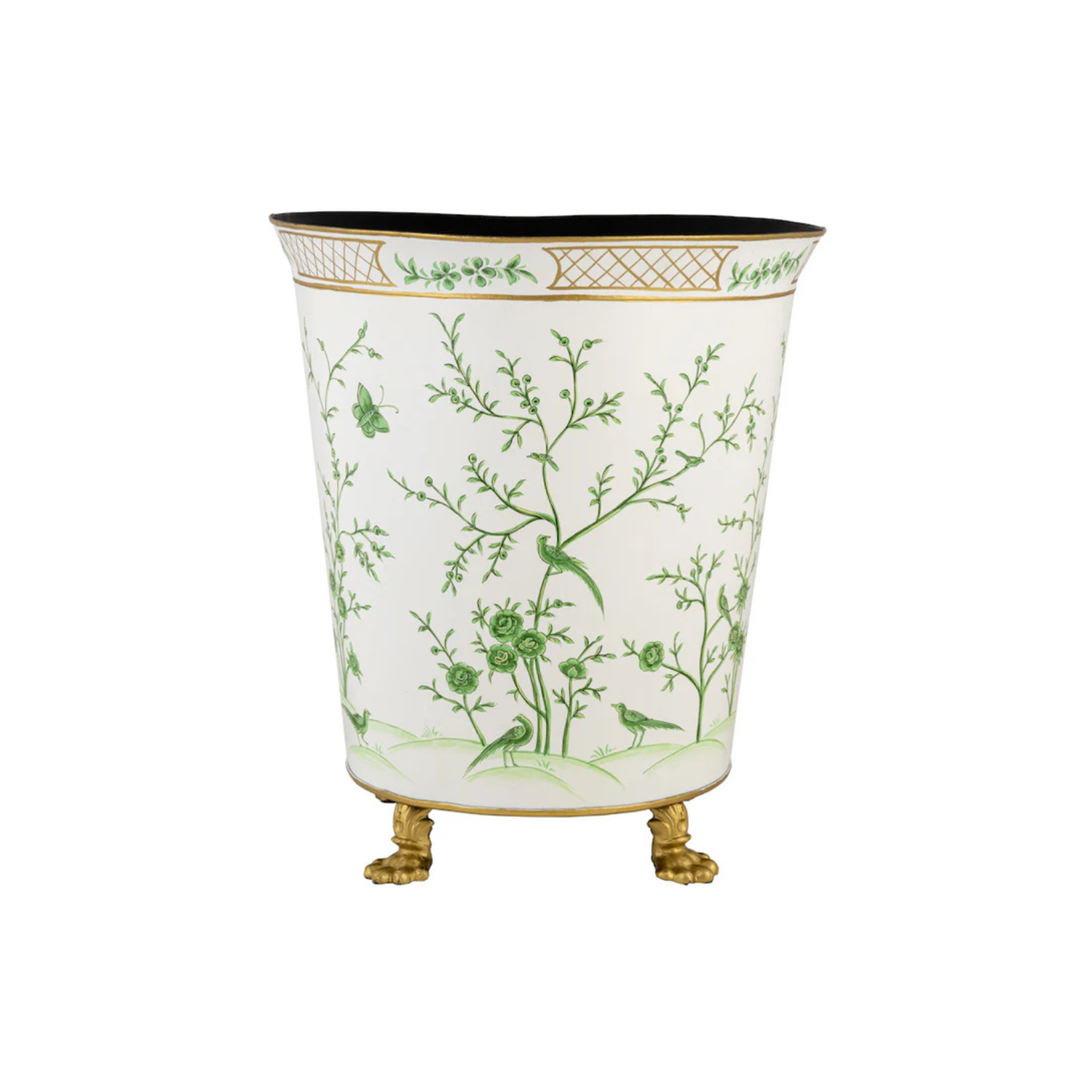 Ivory & Green Chinoiserie Footed Planter
