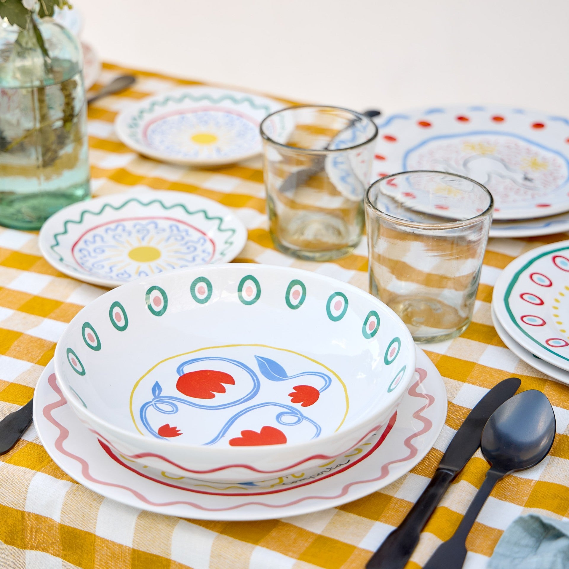 Summer Bliss Soup/Pasta Bowl Tulip 9" Set of 6
