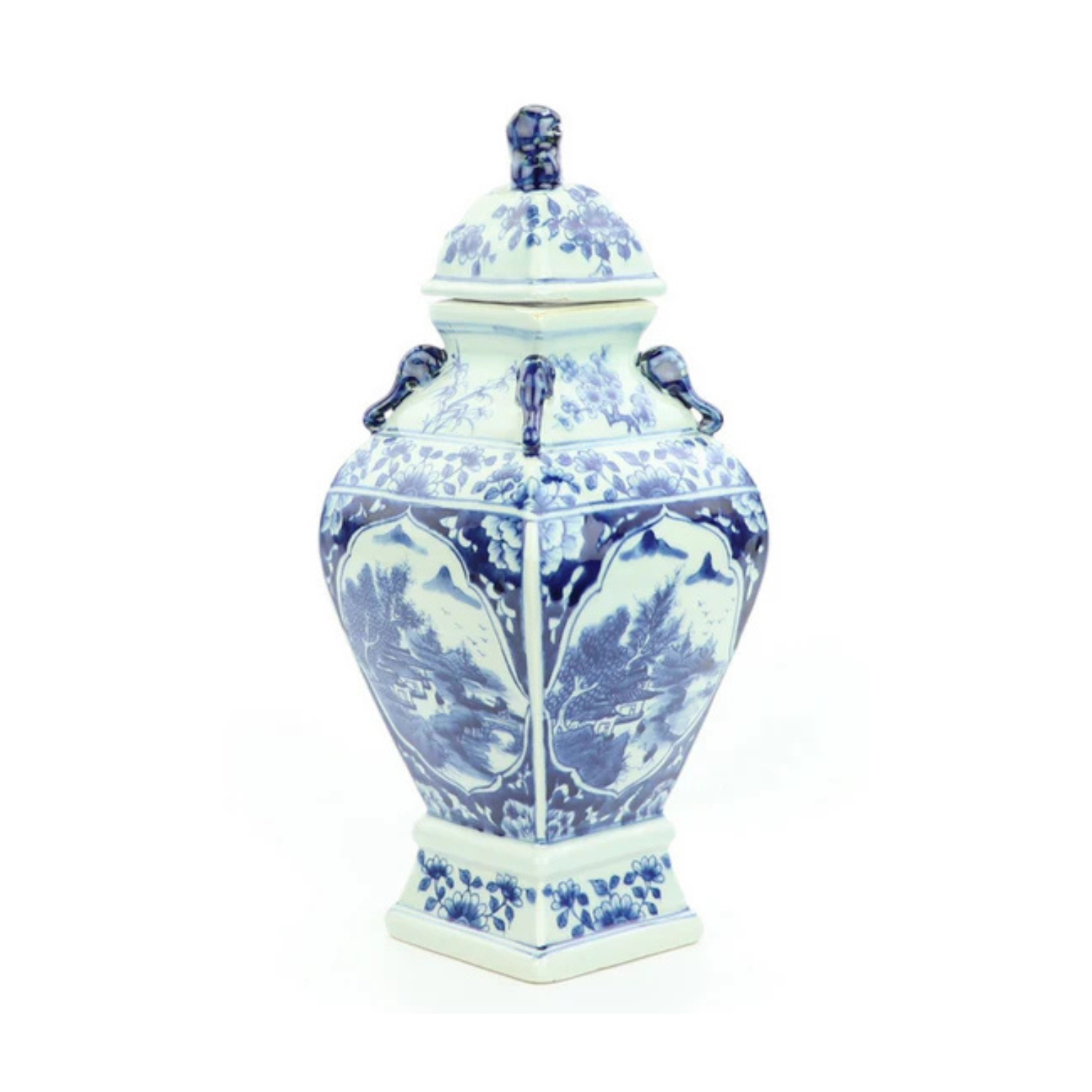 Square Village Scene Jar