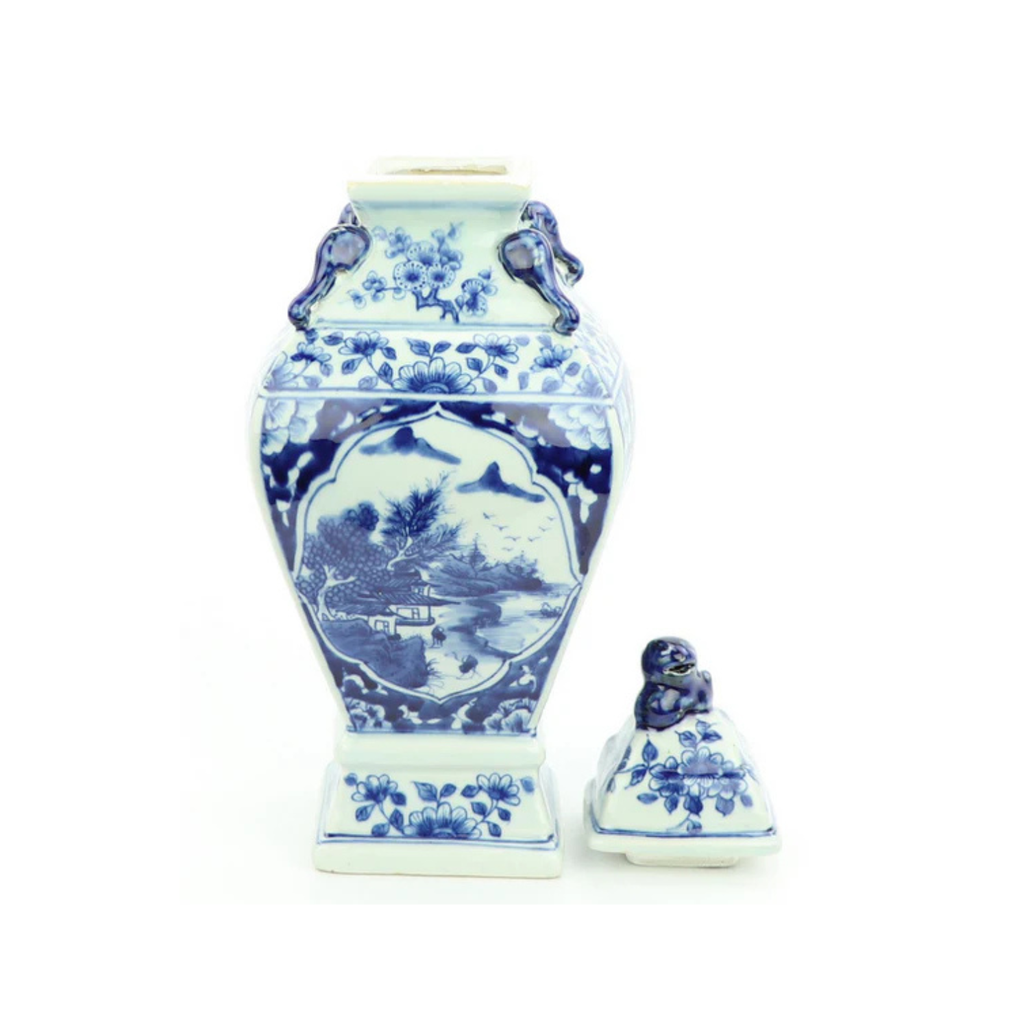 Square Village Scene Jar