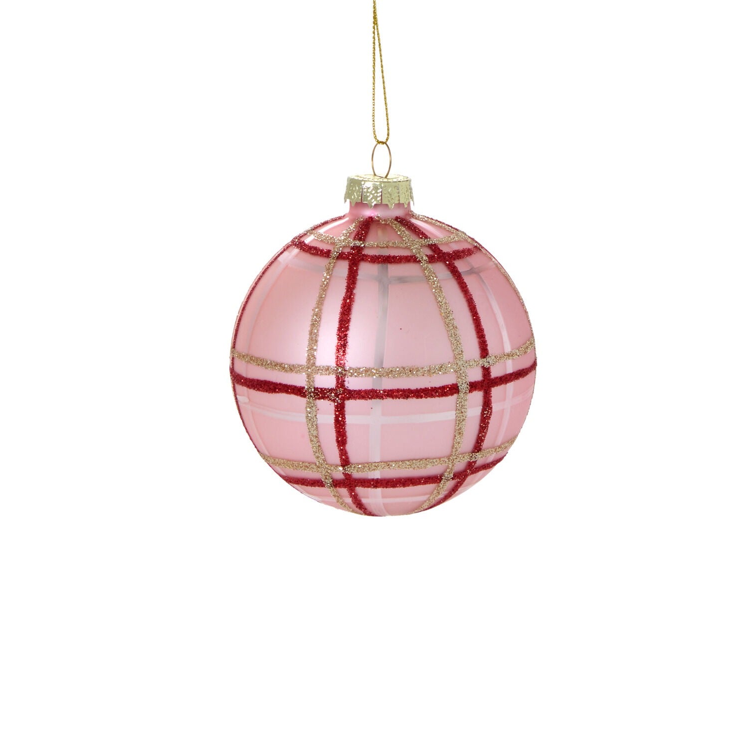Glitter Plaid Ornament - Set of 6