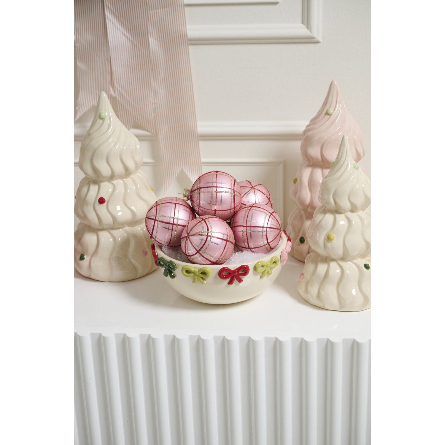 Glitter Plaid Ornament - Set of 6