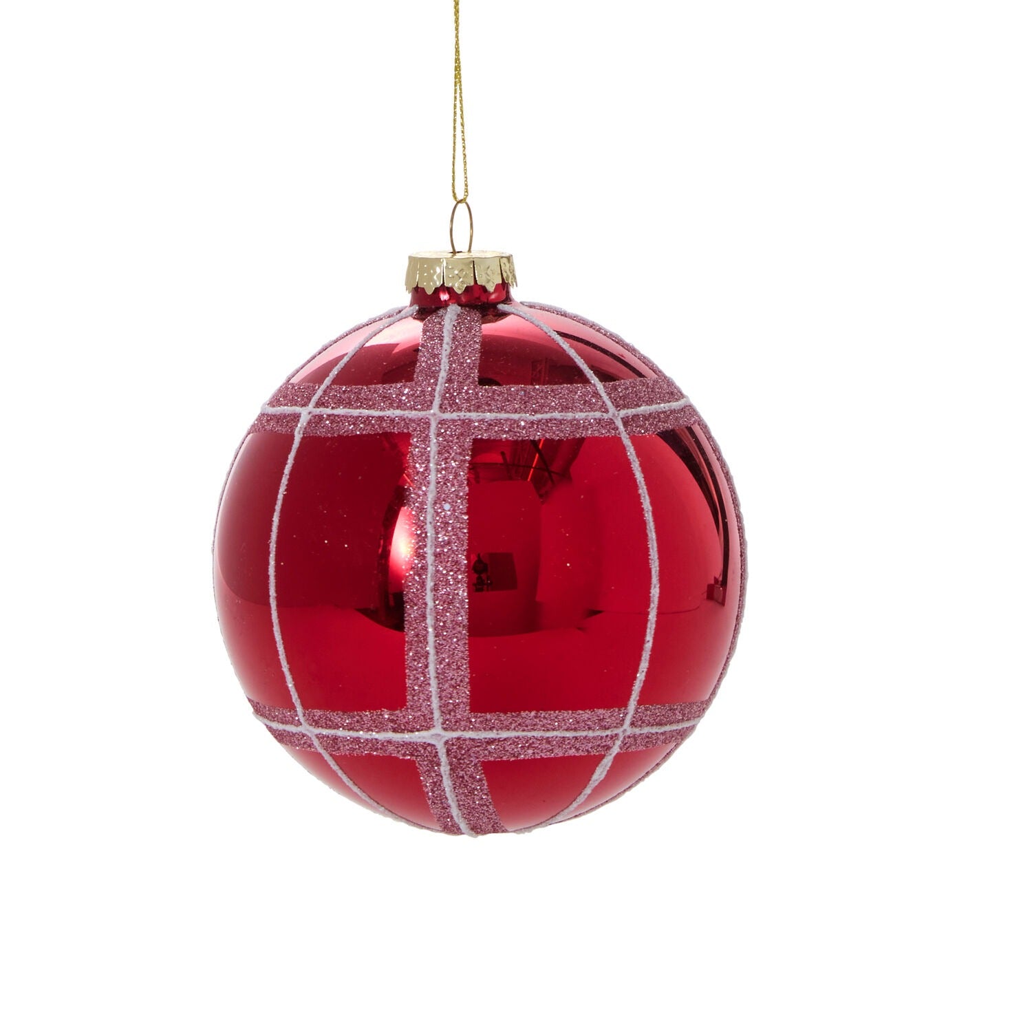 Glitter Plaid Ornament - Set of 6