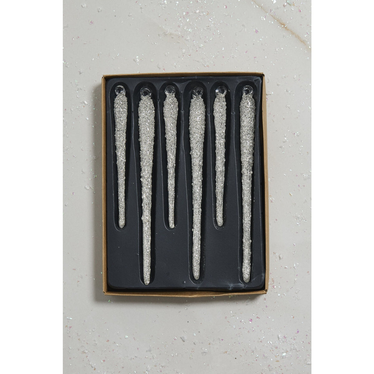 Glitzy Icicle Ornament - Set of 6