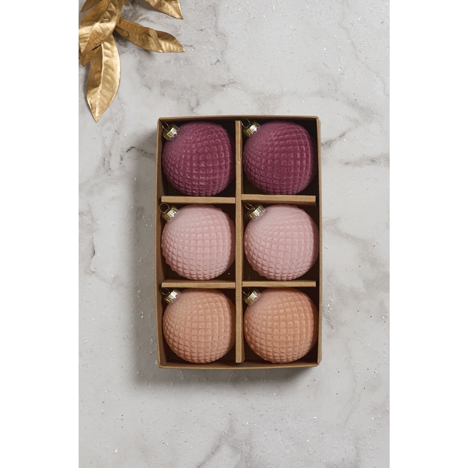 Rosy Velvet Ornament - Set of 6