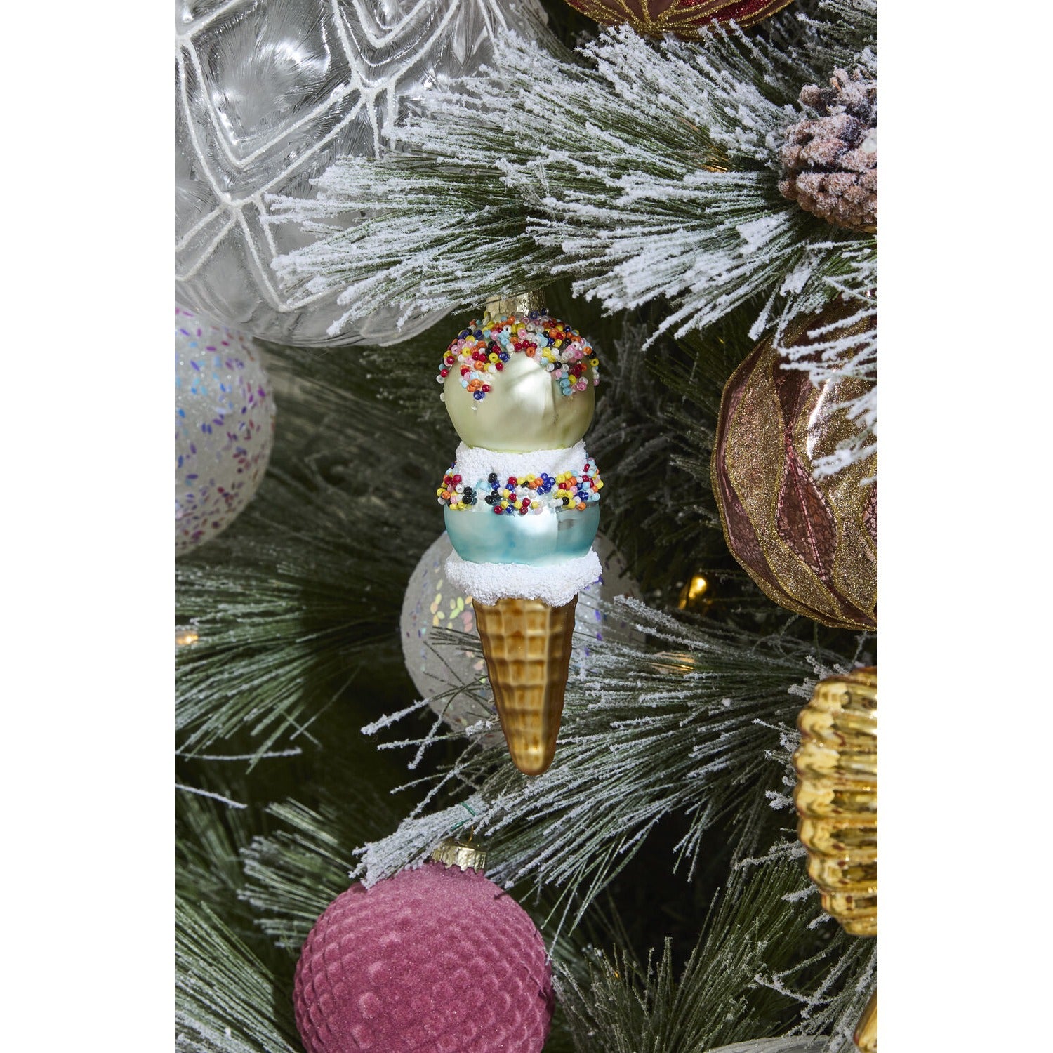 Dessert First Ice Cream Cone Ornament - Set of 6
